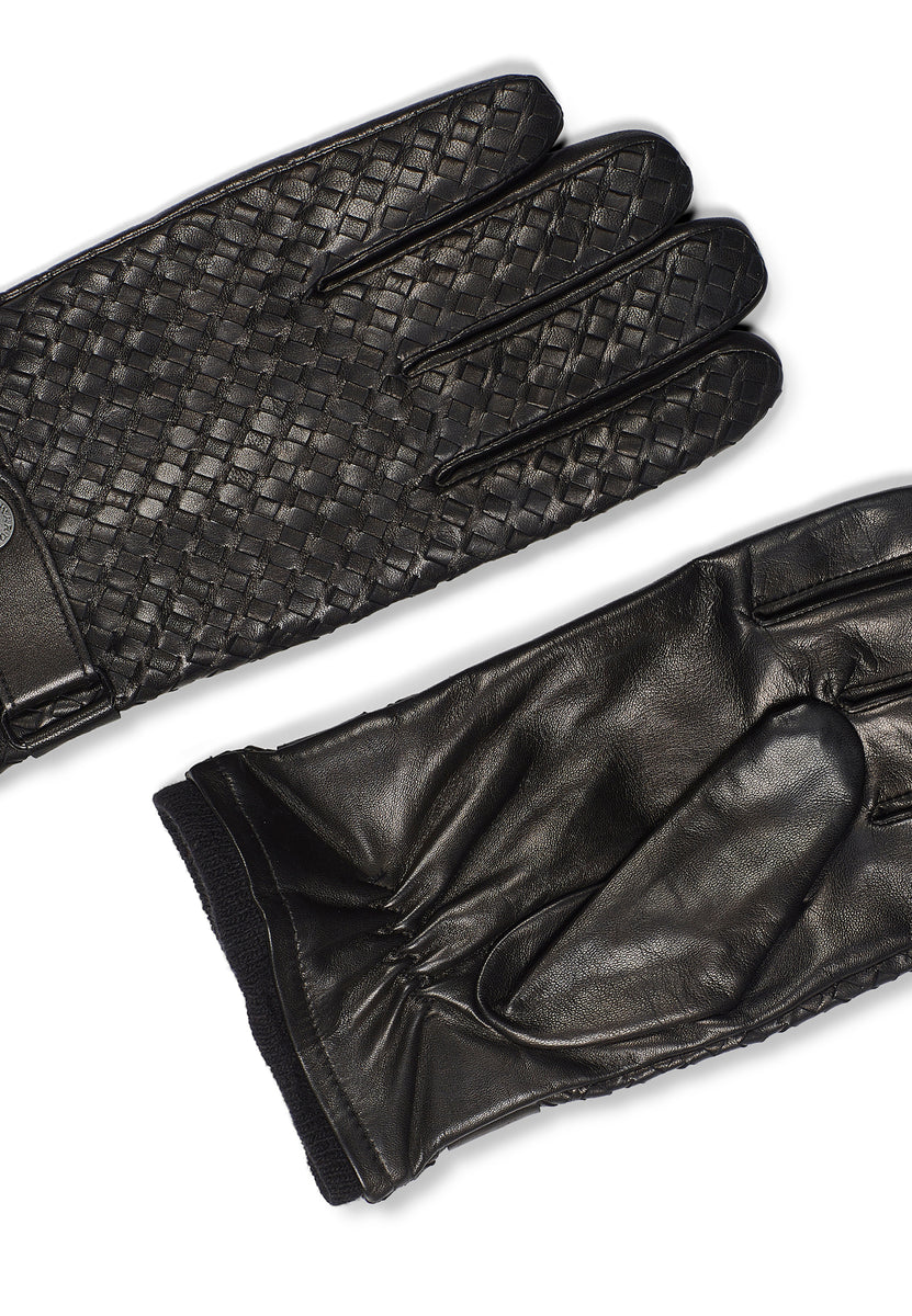 howard london handschuhe Leather Braided Gloves Axel Black – Howard London