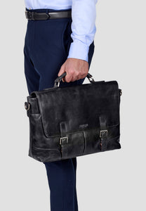 Leather Briefcase Bag James Black
