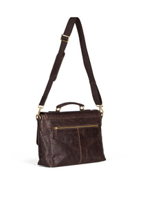 Leather Briefcase Bag James Dark Brown