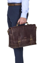 Load image into Gallery viewer, Leather Briefcase Bag James Dark Brown