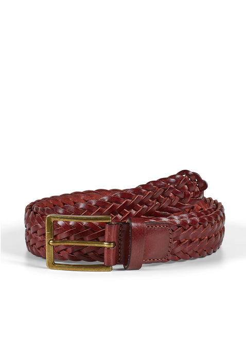 Braided Leather Belt Andrew Light Brown