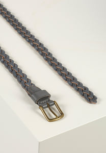 Braided Leather Belt William Grey