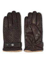 Load image into Gallery viewer, Leather Braided Gloves Axel Dark Brown