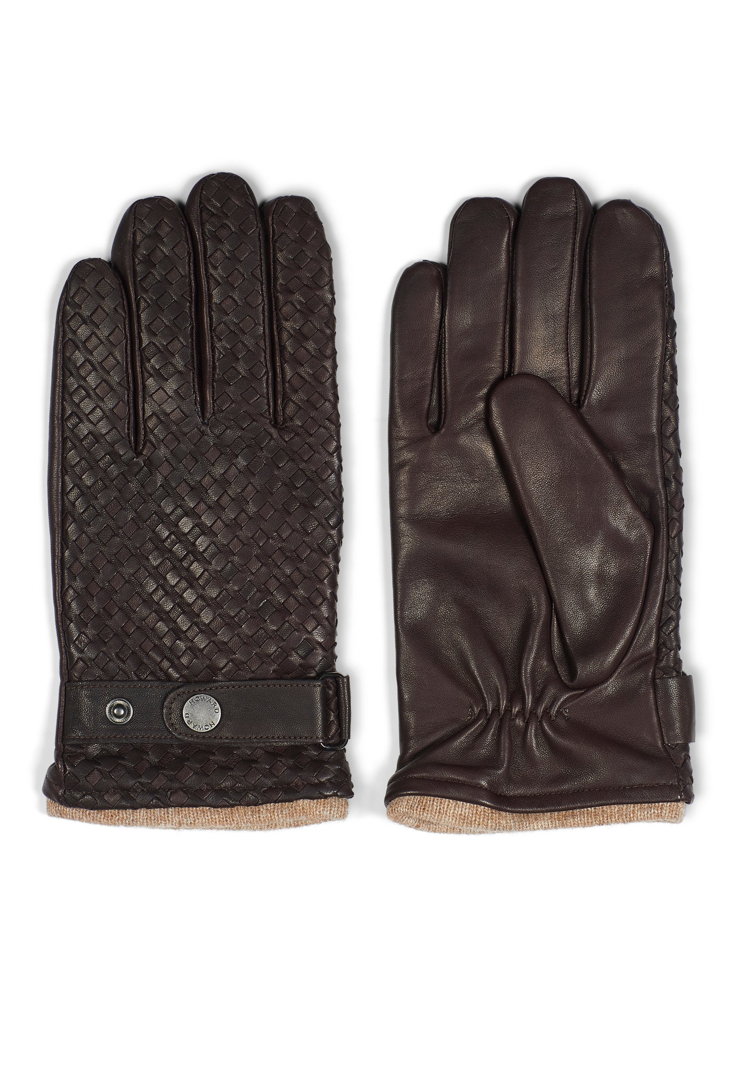 Leather Braided Gloves Axel Dark Brown