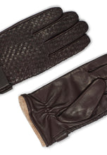 Load image into Gallery viewer, Leather Braided Gloves Axel Dark Brown