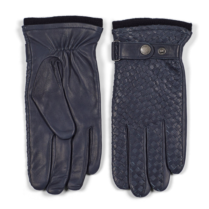 Leather Braided Gloves Axel Navy