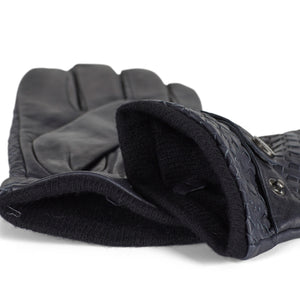Leather Braided Gloves Axel Navy